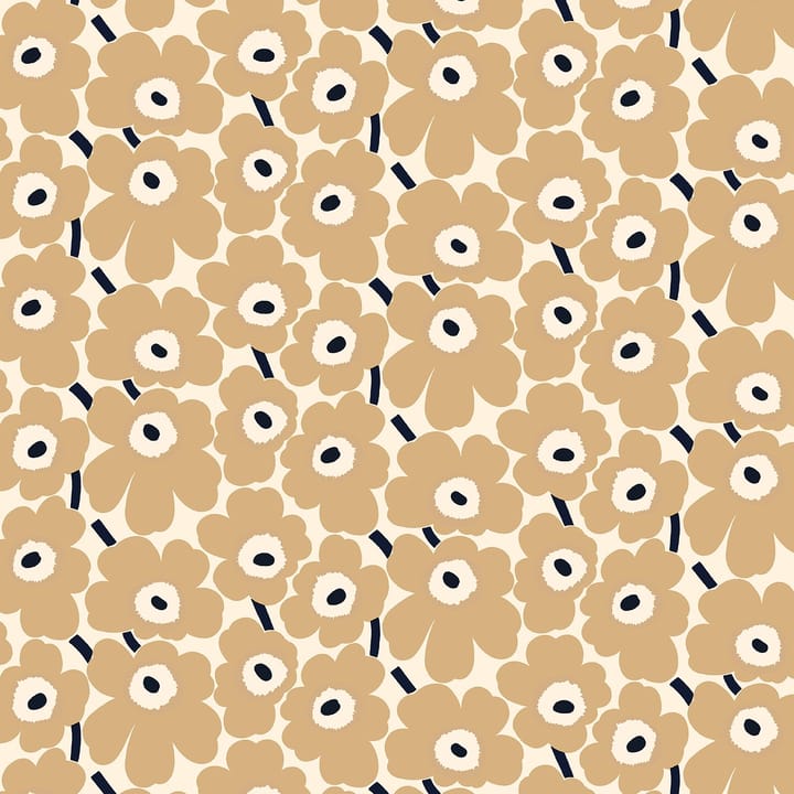 Pieni Unikko gewaxte stof - Natuurwit-beige-donkerblauw - Marimekko