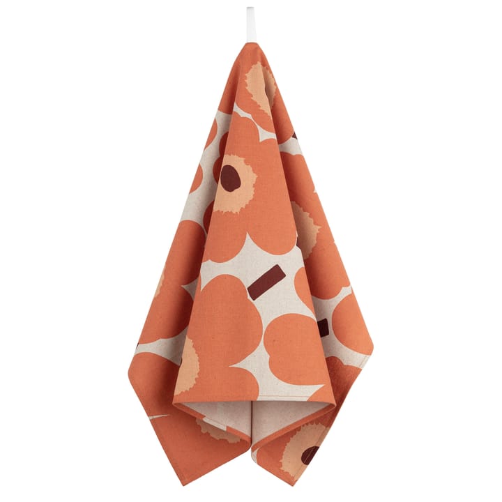 Pieni Unikko keukenhanddoek katoen-linnen 47x70 cm, Beige-oranje-bruin Marimekko