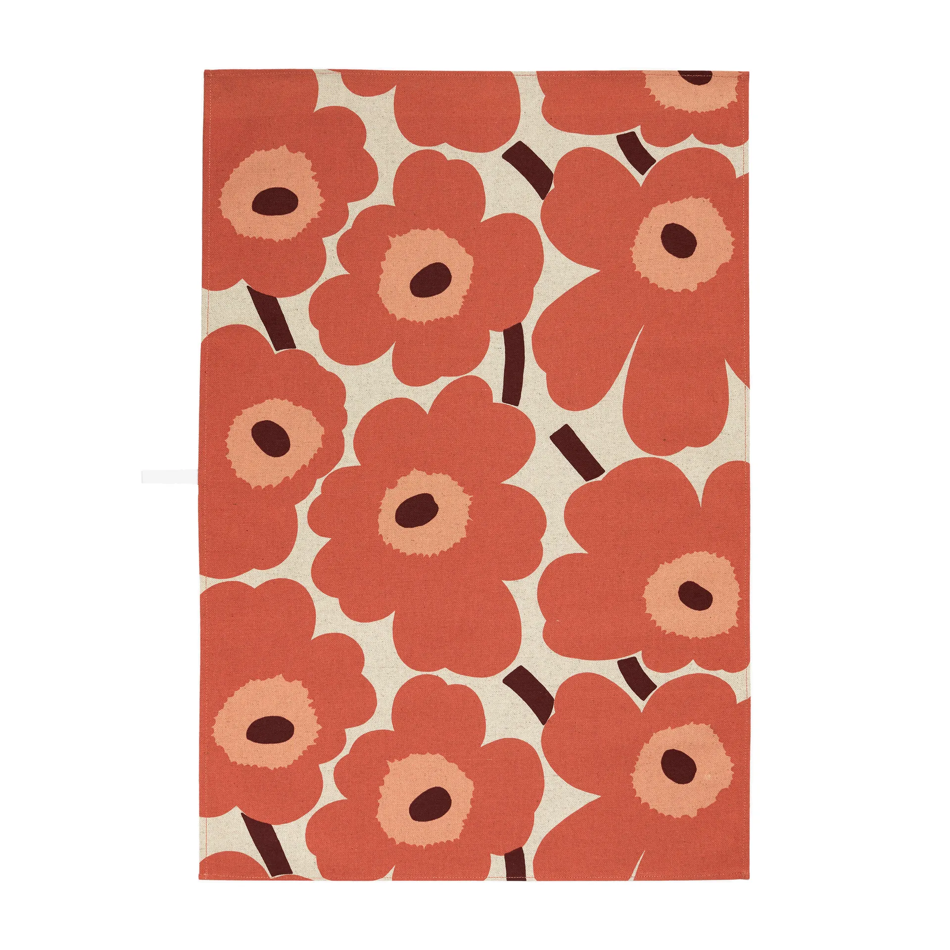 Pieni Unikko keukenhanddoek katoen-linnen 47x70 cm, Beige-oranje-bruin Marimekko