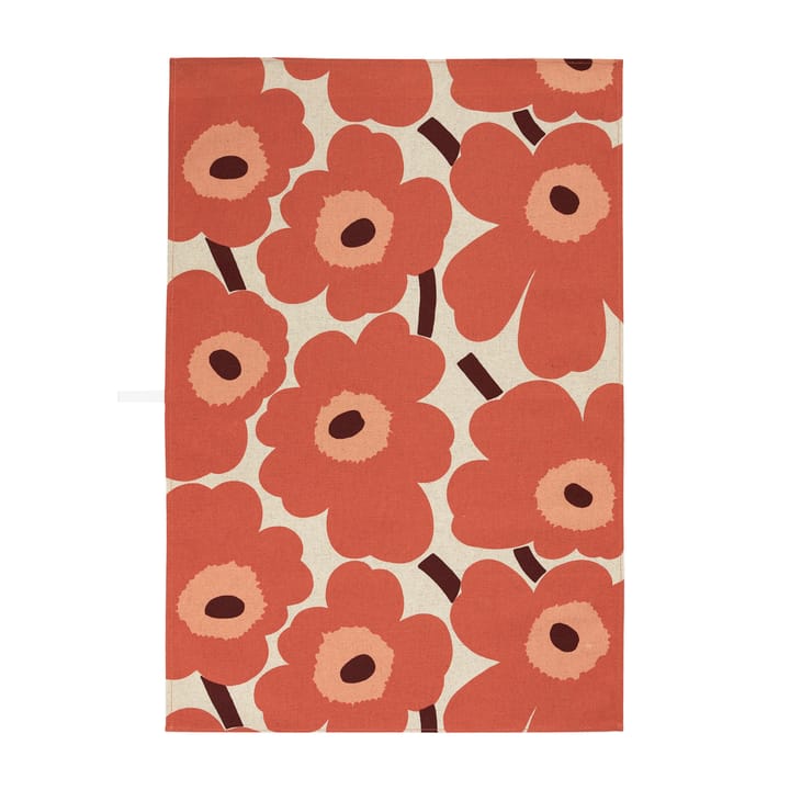 Pieni Unikko keukenhanddoek katoen-linnen 47x70 cm, Beige-oranje-bruin Marimekko