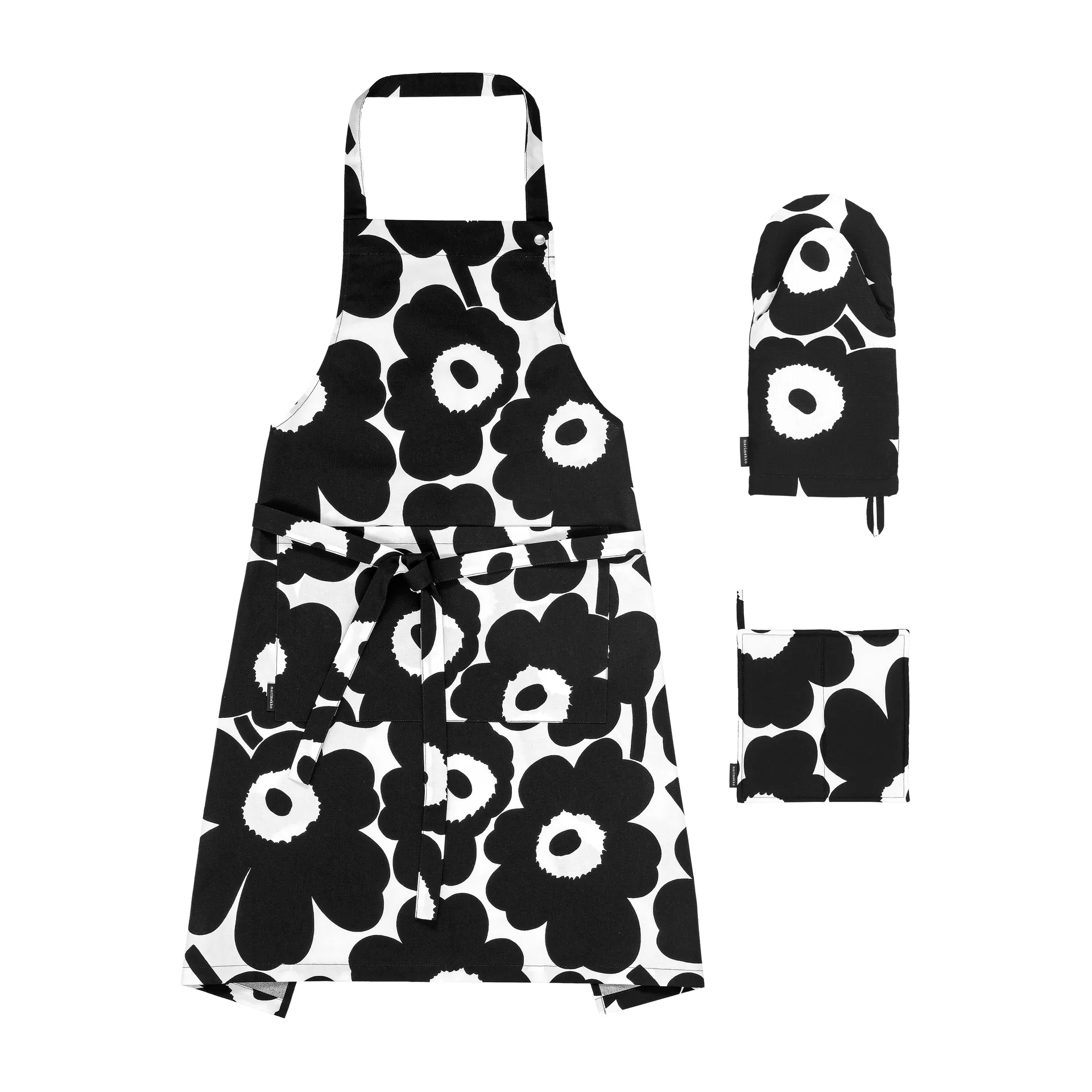 Pieni Unikko keukentextiel-set, Wit-zwart Marimekko
