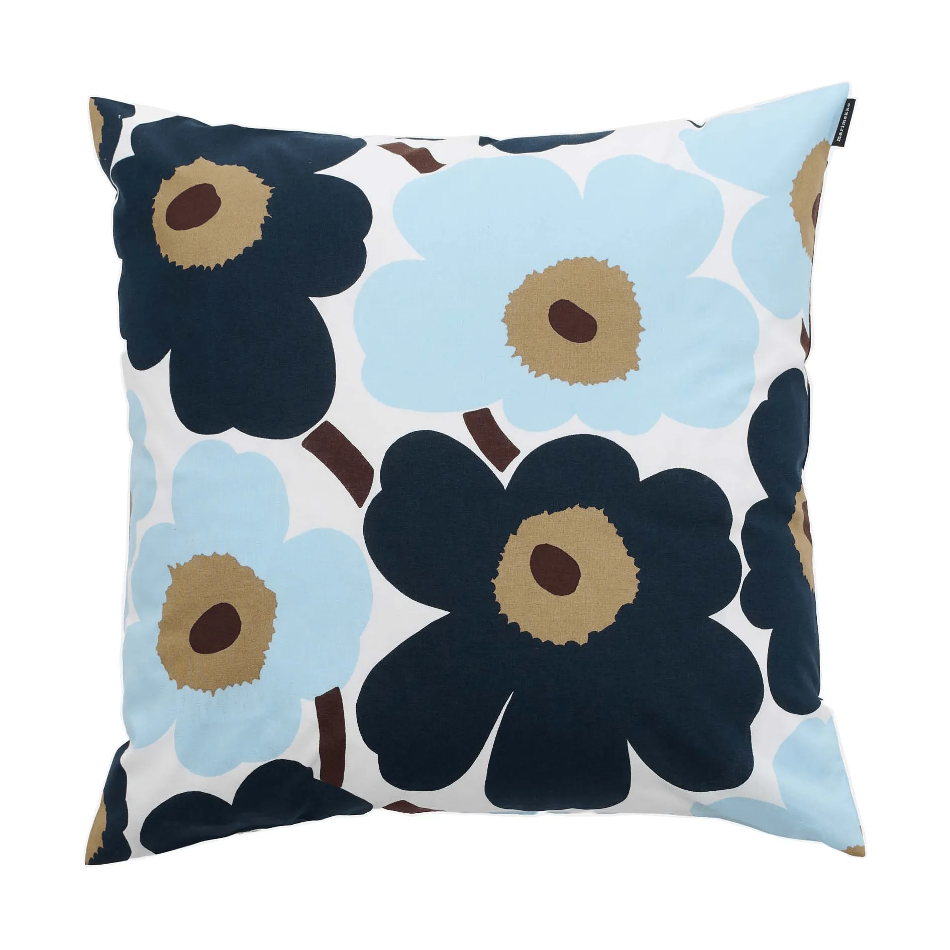 Pieni Unikko kussenhoes 50x50 cm, White-blueberry-cold blue-dark brown Marimekko