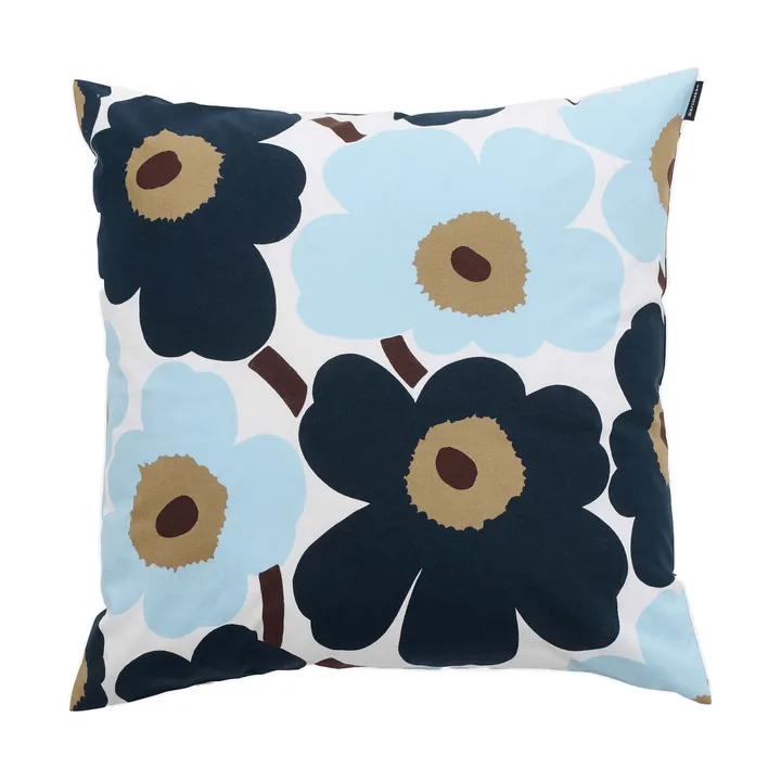 Pieni Unikko kussenhoes 50x50 cm - White-blueberry-cold blue-dark brown - Marimekko