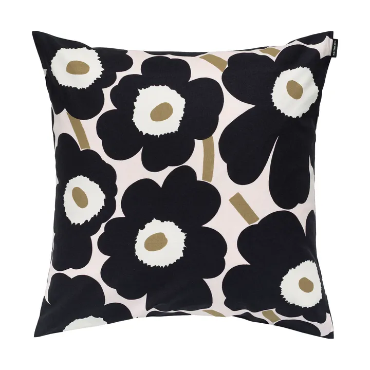 Pieni Unikko kussensloop 50x50 cm - Pink-charcoal-light brown - Marimekko