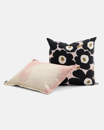Pieni Unikko kussensloop 50x50 cm - Pink-charcoal-light brown - Marimekko
