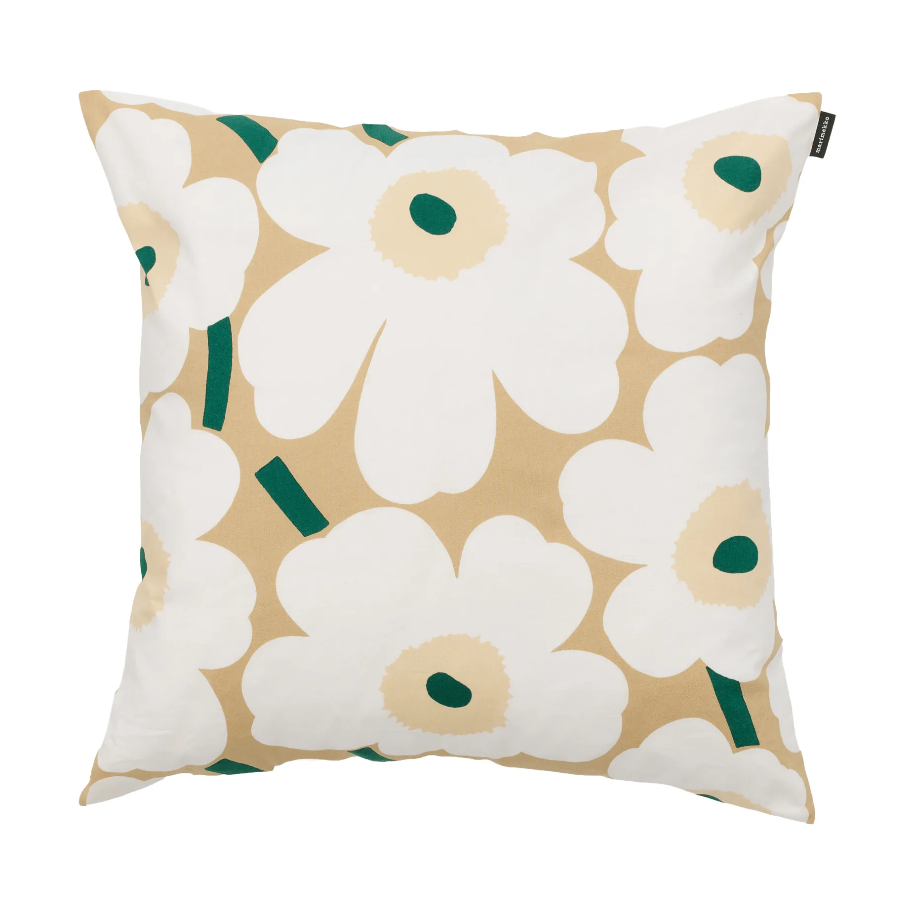 Pieni Unikko kussensloop 50x50 cm, Sand-white-hay-emerald Marimekko