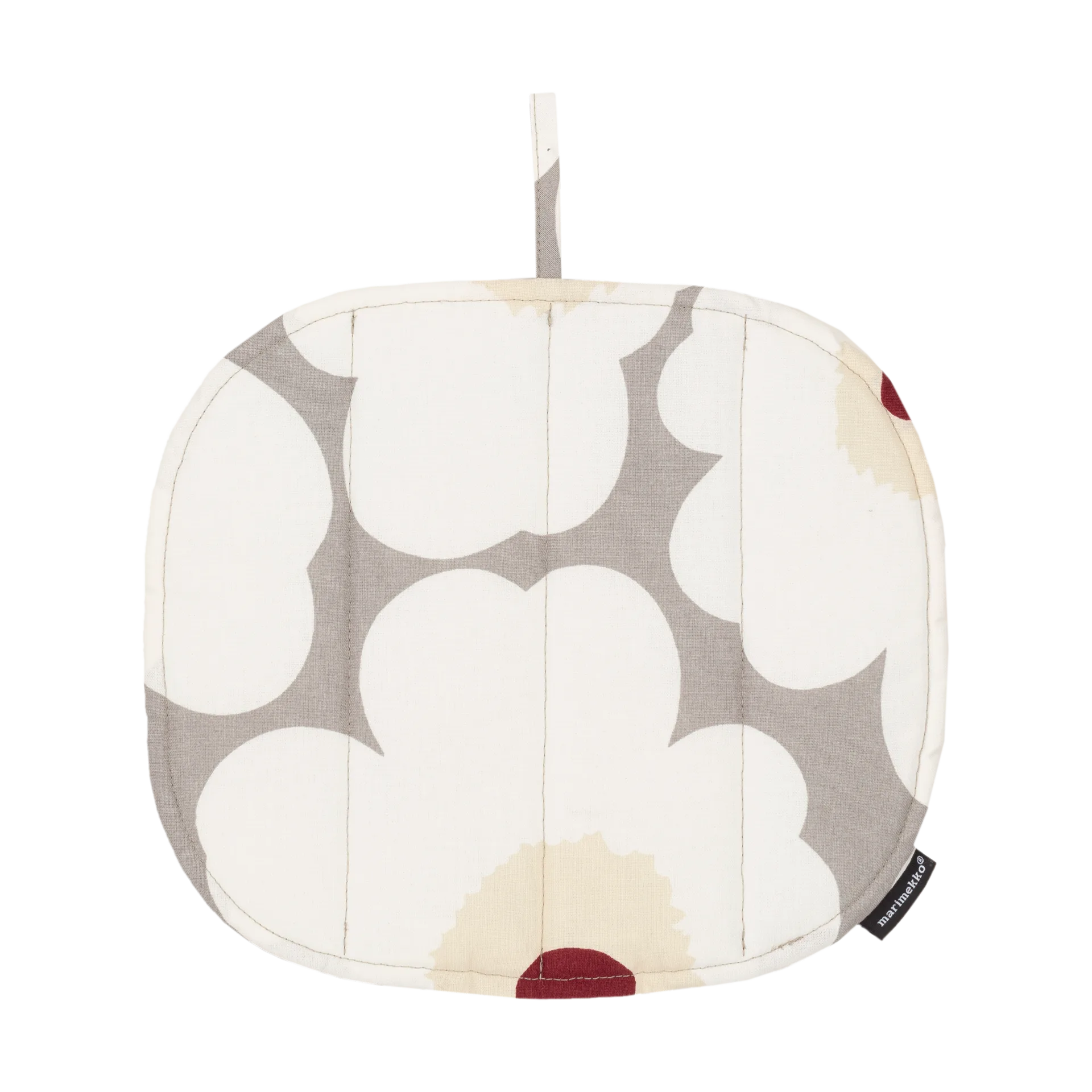 Pieni Unikko pannenlap 22x25 cm, L. grey-white-d. red-yellow Marimekko