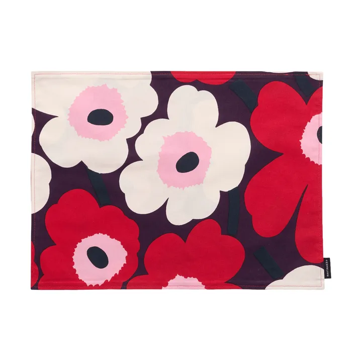 Pieni Unikko placemat acryl - Plum-cranberry-off white-rose - Marimekko