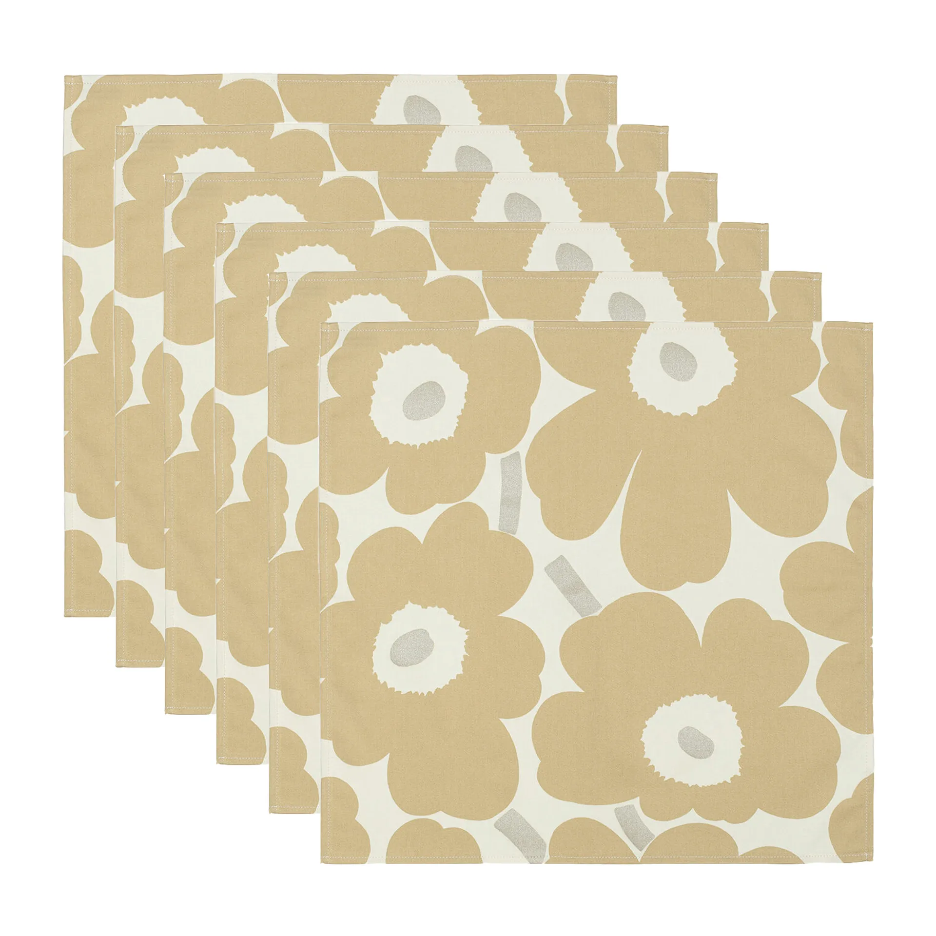 Pieni Unikko servet 43x43 cm 6-pack, Beige-silver-white Marimekko