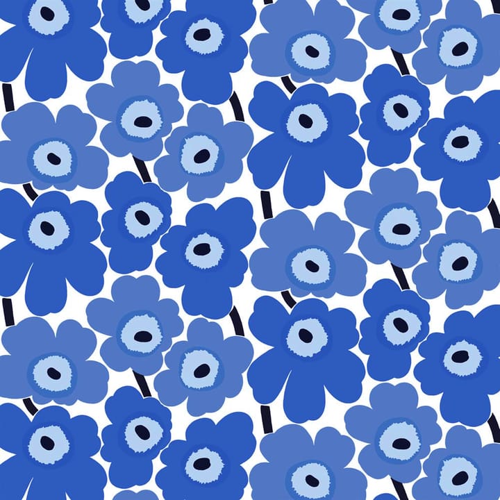 Pieni Unikko stof kartoen - wit-blauw - Marimekko