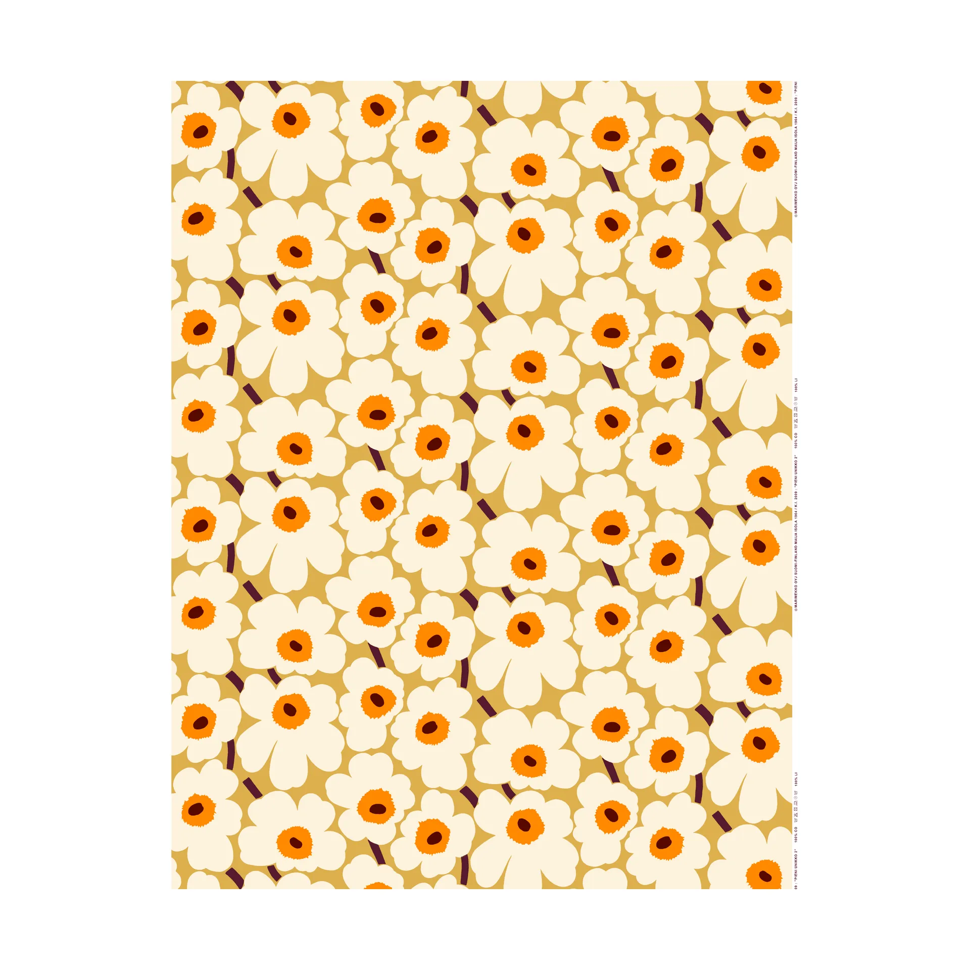 Pieni Unikko stof katoen, Beige Marimekko