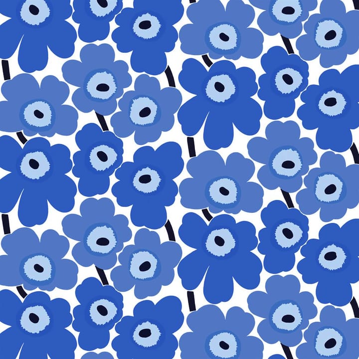 Pieni Unikko stof katoen - wit-blauw - Marimekko