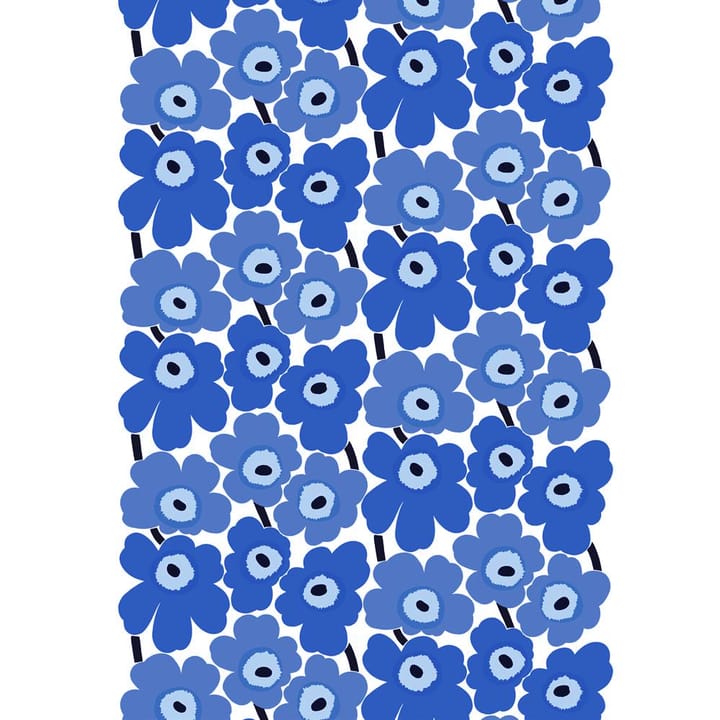 Pieni Unikko stof katoen, wit-blauw Marimekko