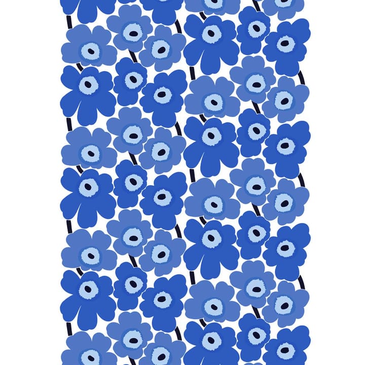 Pieni Unikko stof - wit-blauw - Marimekko