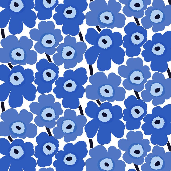 Pieni Unikko stof - wit-blauw - Marimekko
