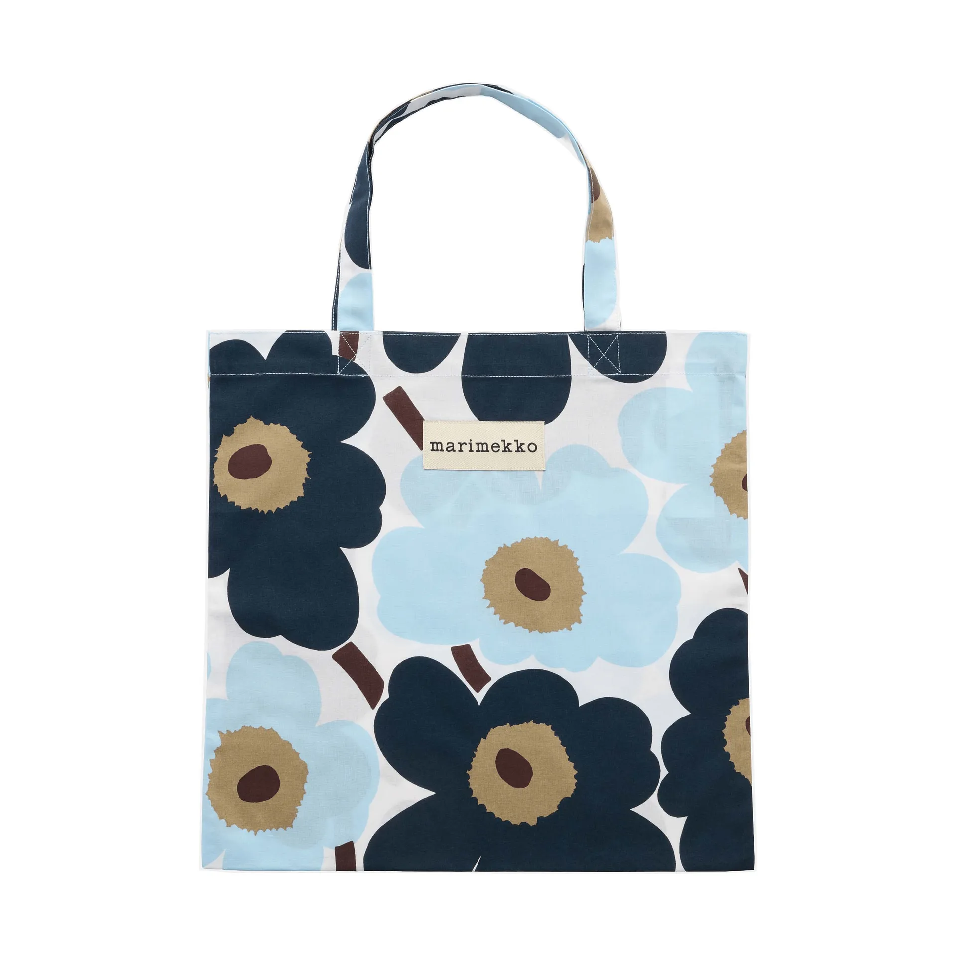 Pieni Unikko tas 44x43 cm, White-blueberry-cold blue-dark brown Marimekko