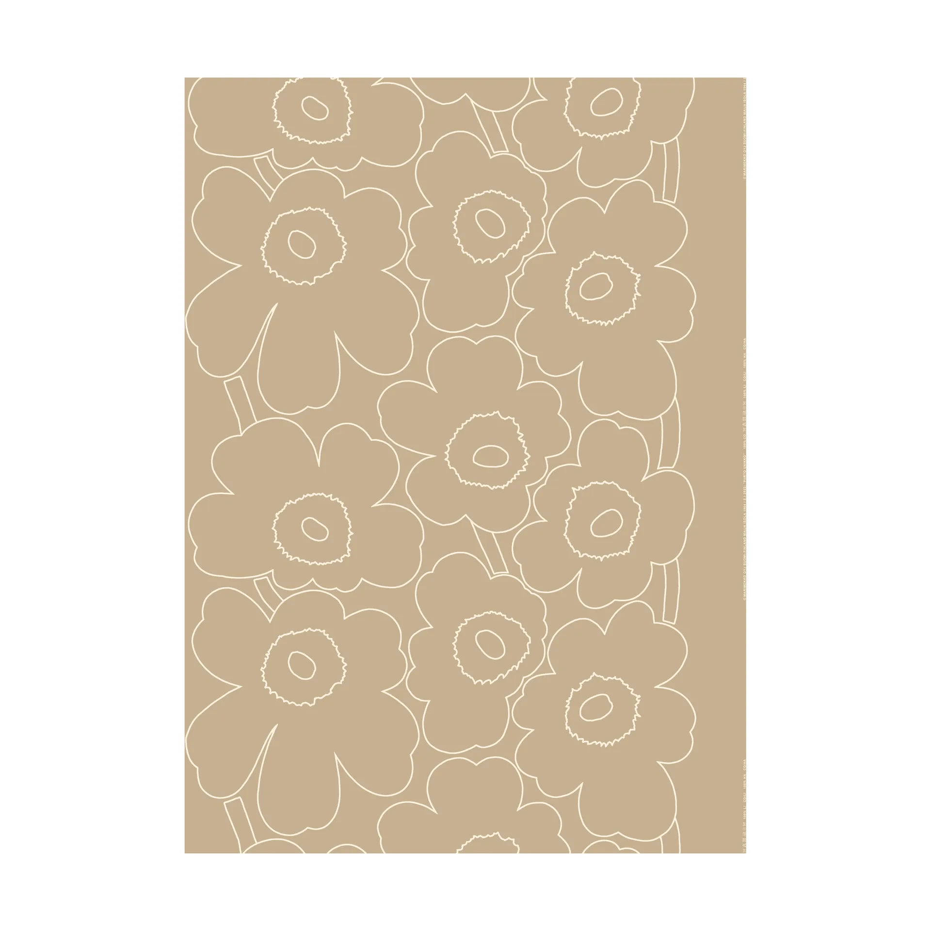 Piirto Unikko stof ongebleekt linnen, Linen-white Marimekko