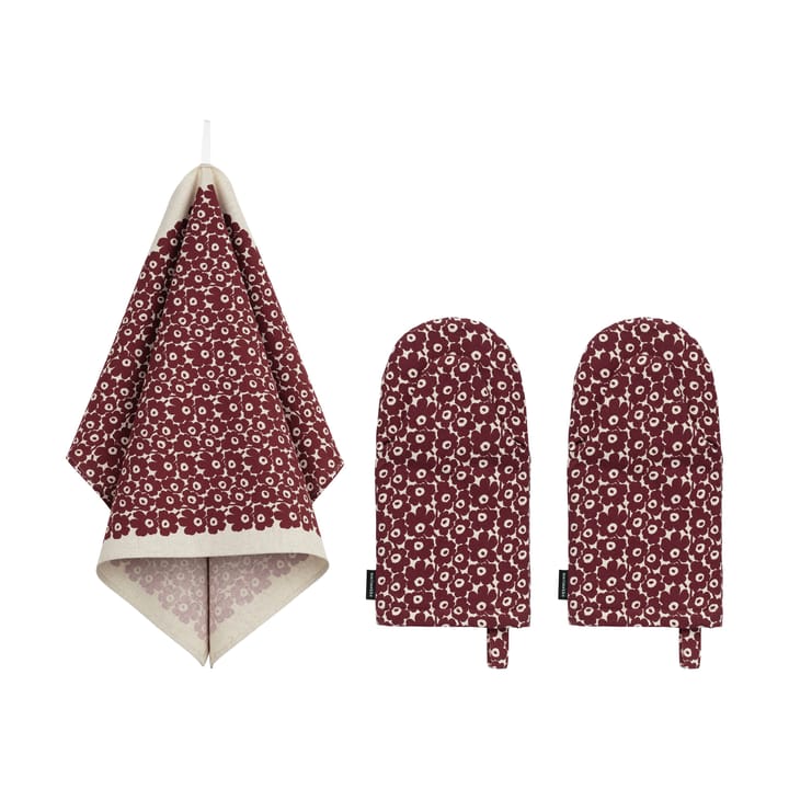 Pikkuinen Unikko keukenset 3-delig - Linnen-bordeaux - Marimekko