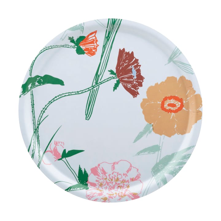 Puutarhakutsut dienblad Ø31 cm - White-green-beige- light pink - Marimekko