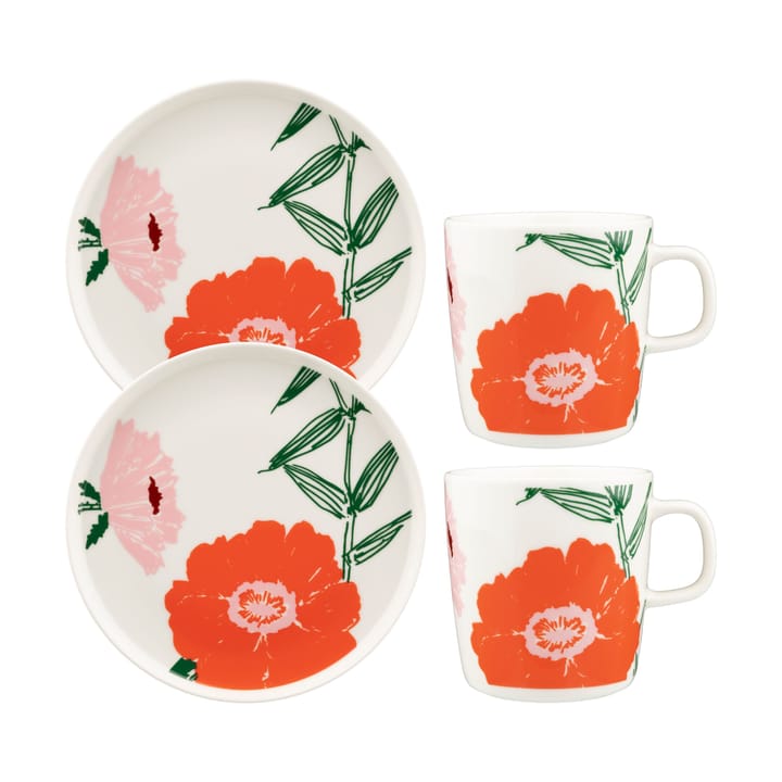 Puutarhakutsut ontbijtset 4-delig - White-green-orange - Marimekko