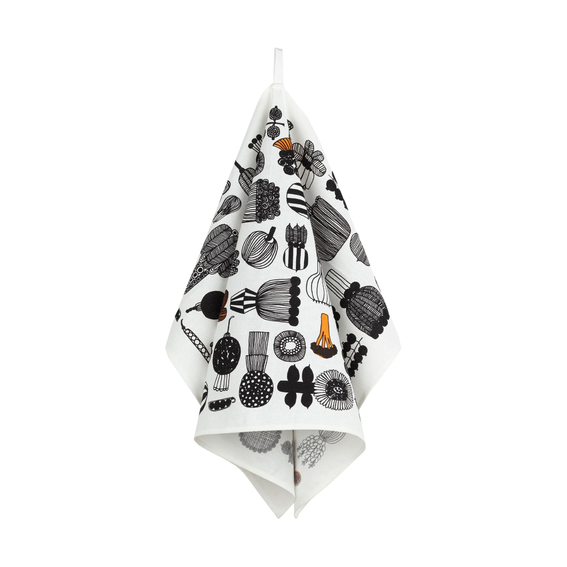 Puutarhurin parhaat theedoek 47x70 cm, White-black-orange Marimekko