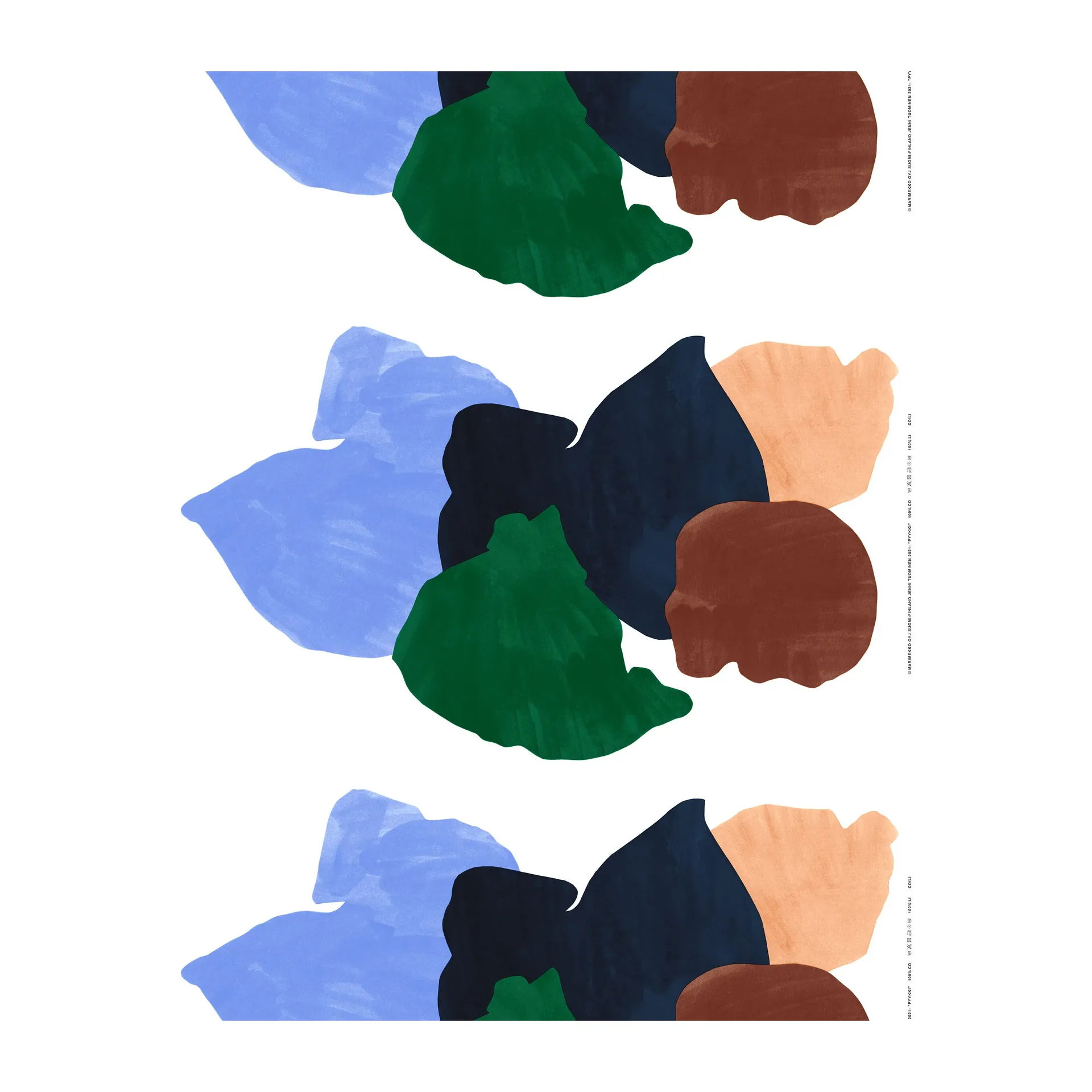 Pyykkipäivä stof katoen-linnen, Wit-blauw-groen Marimekko