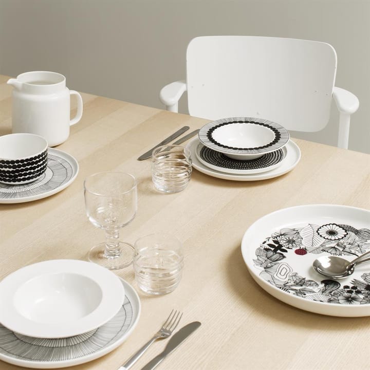 Räsymatto bord 20 cm 6-pack zwart kleine stippen Marimekko