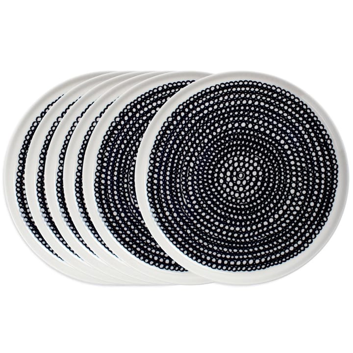 Räsymatto bord 20 cm, 6-pack - zwart-wit (kleine stippen) - Marimekko