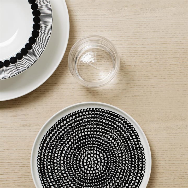 Räsymatto bord 20 cm, 6-pack - zwart-wit (kleine stippen) - Marimekko