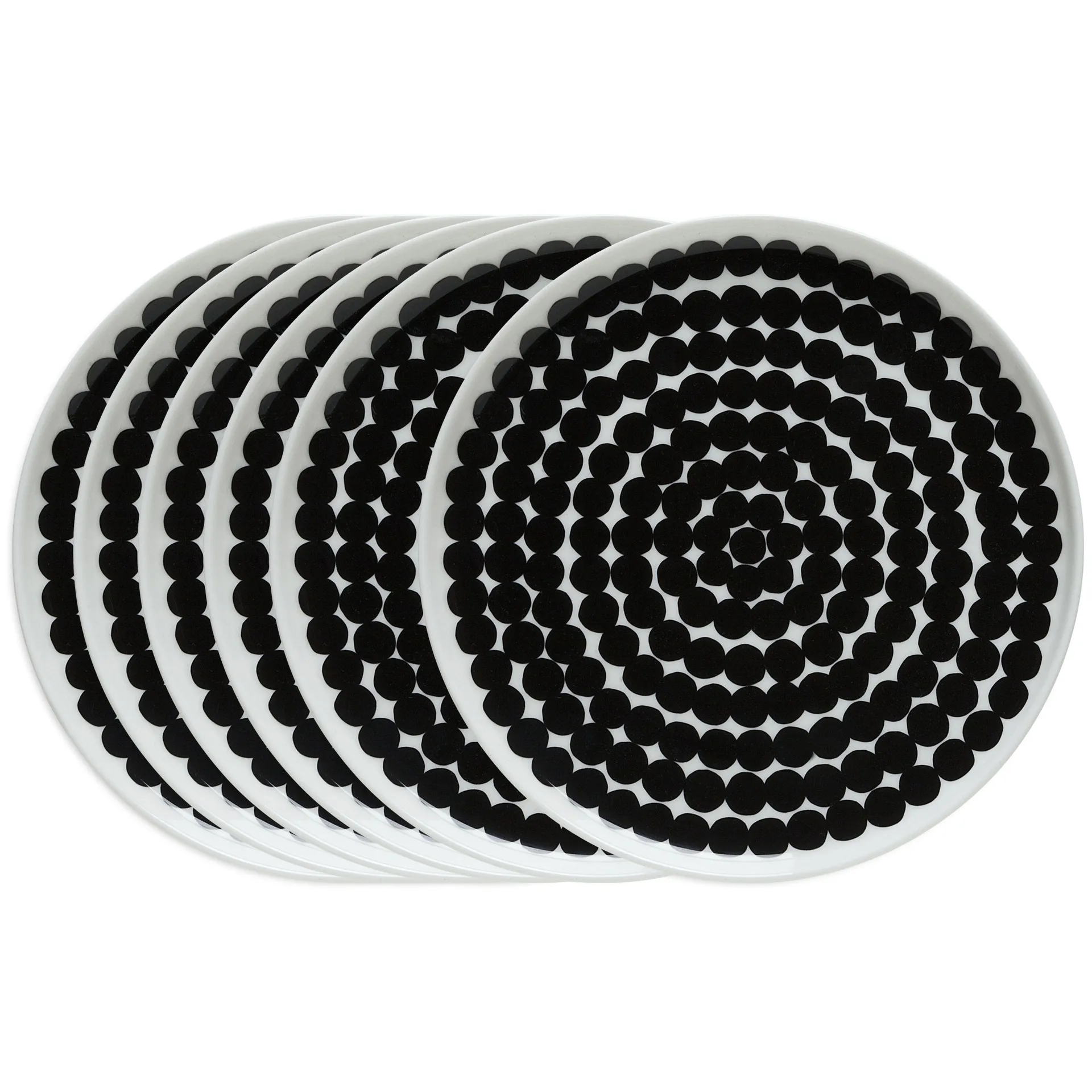Räsymatto bord 20 cm, 6-pack zwart-wit,  Marimekko