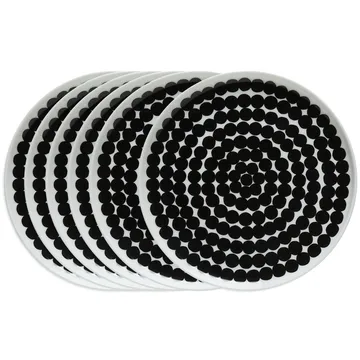 Räsymatto bord 20 cm, 6-pack zwart-wit - Marimekko