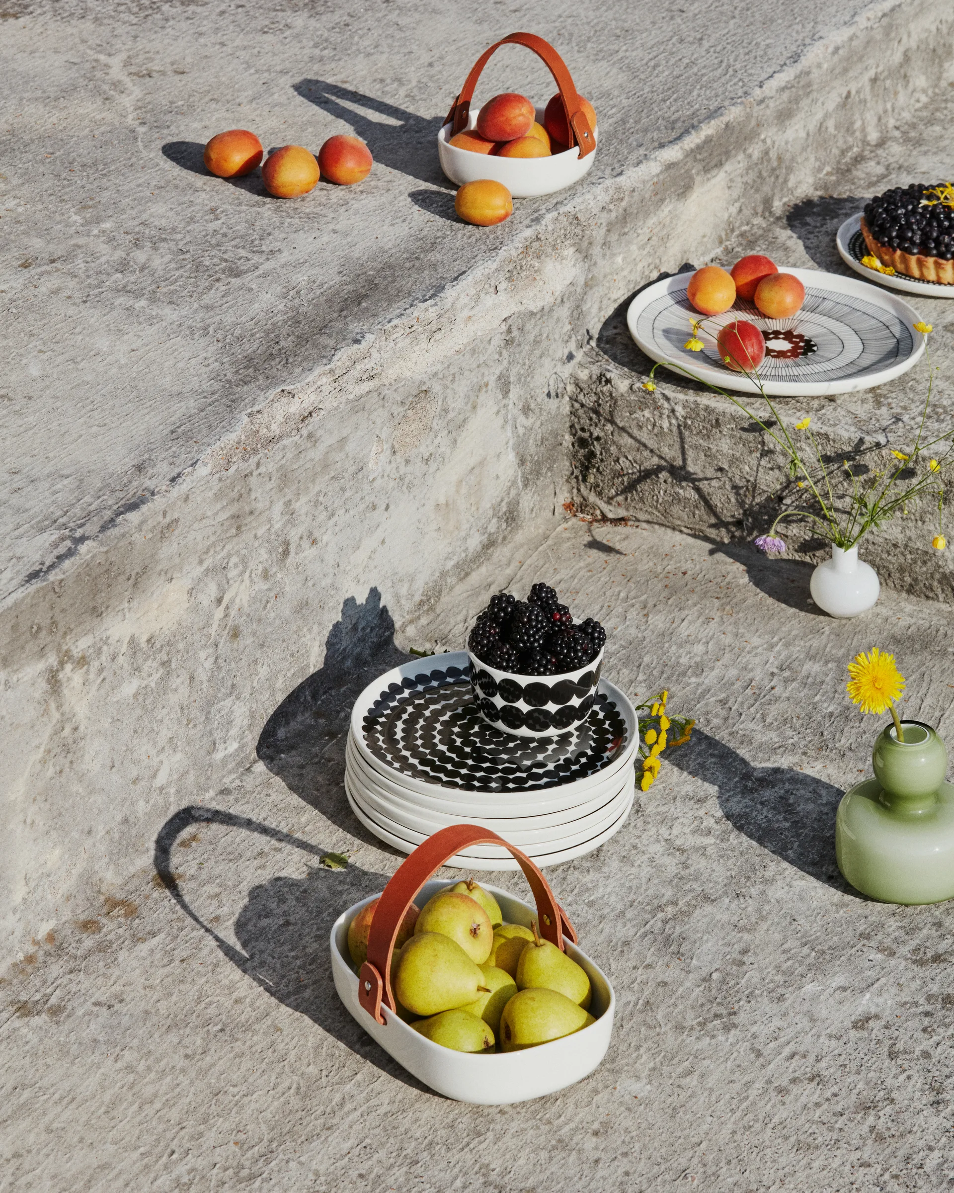 Räsymatto bord 20 cm, 6-pack zwart-wit Marimekko