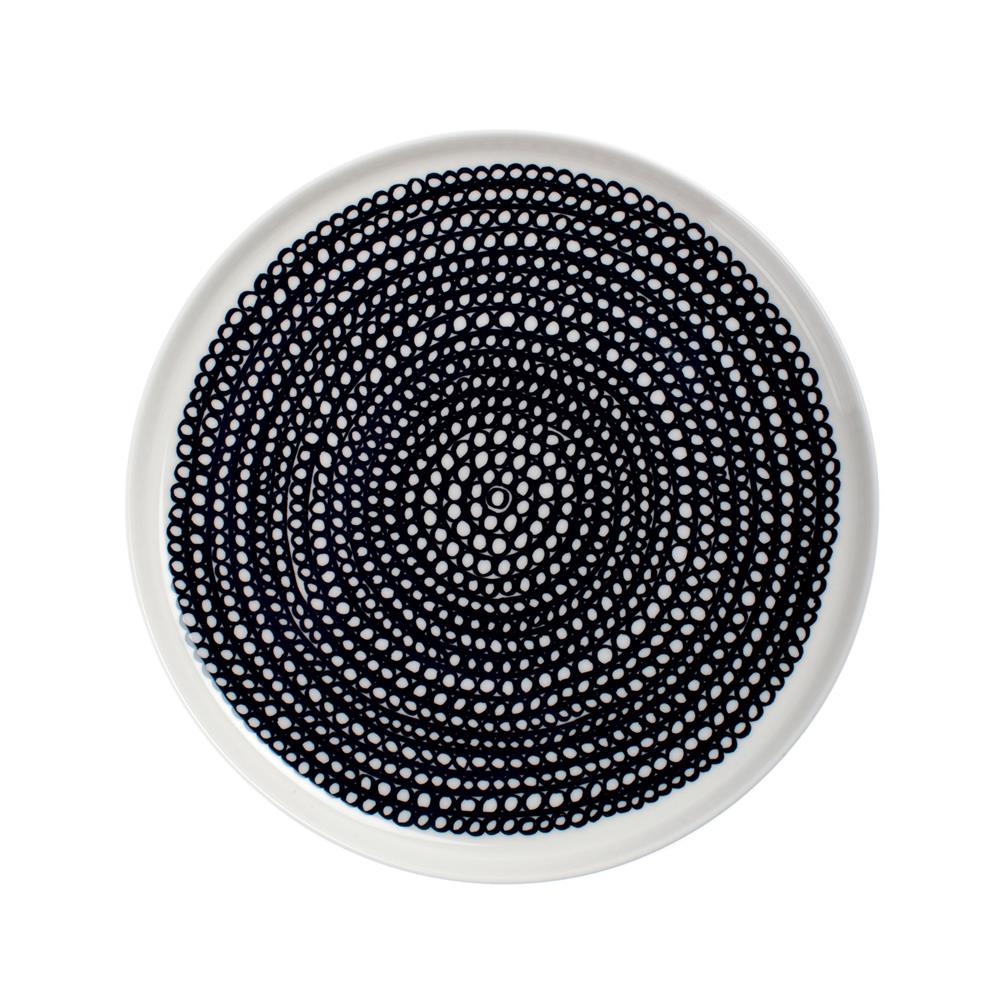 Marimekko Räsymatto bord o 20 cm zwart-wit, kleine stippen