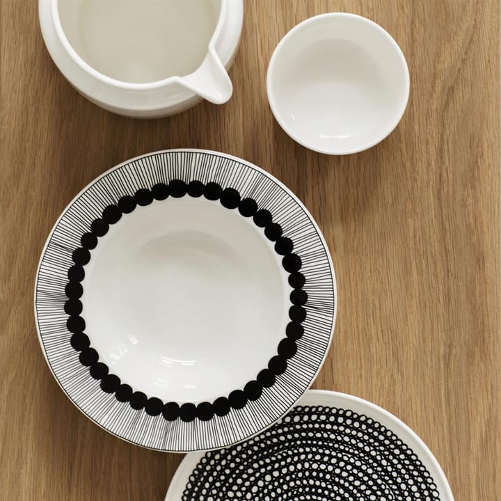 Räsymatto bord Ø 20 cm, zwart-wit, kleine stippen Marimekko