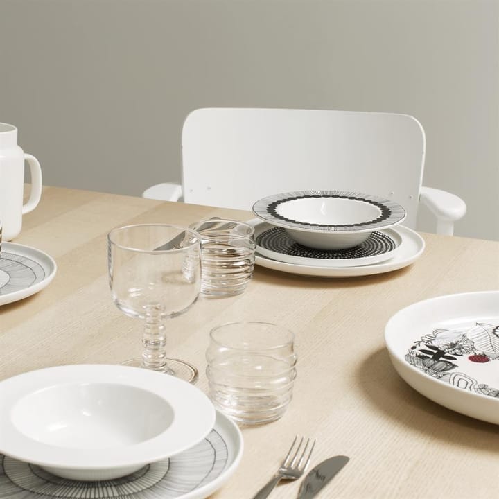 Räsymatto bord Ø 20 cm, zwart-wit, kleine stippen Marimekko