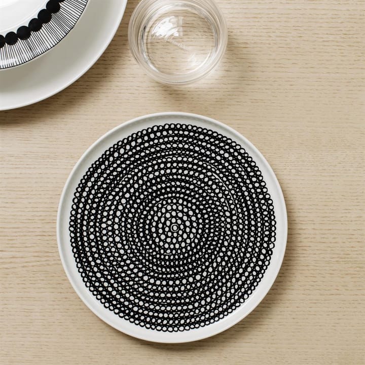 Räsymatto bord Ø 20 cm, zwart-wit, kleine stippen Marimekko