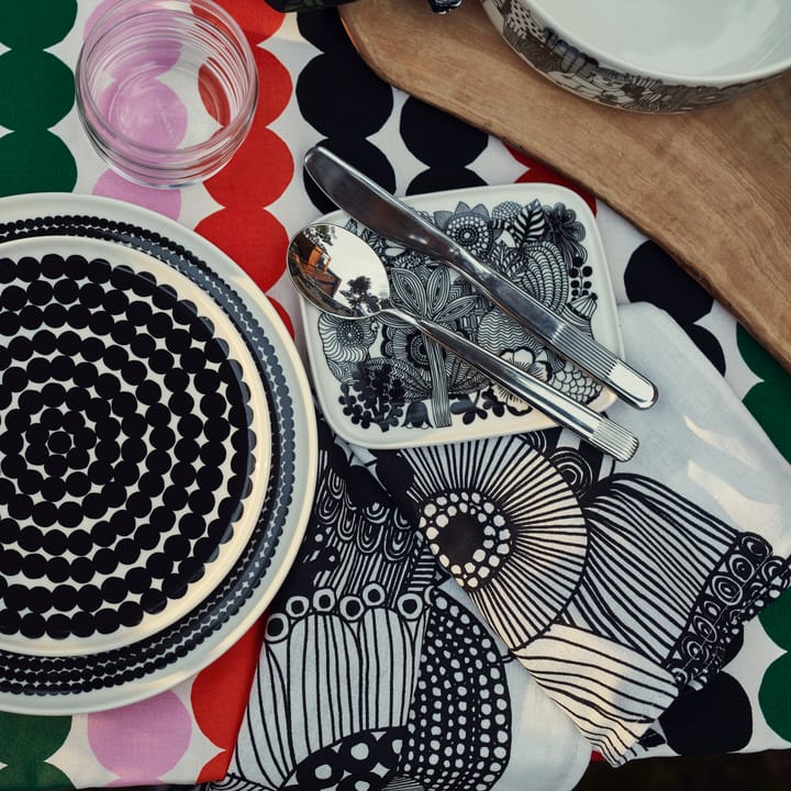 Räsymatto bord, zwart-wit (kleine stippen) Marimekko