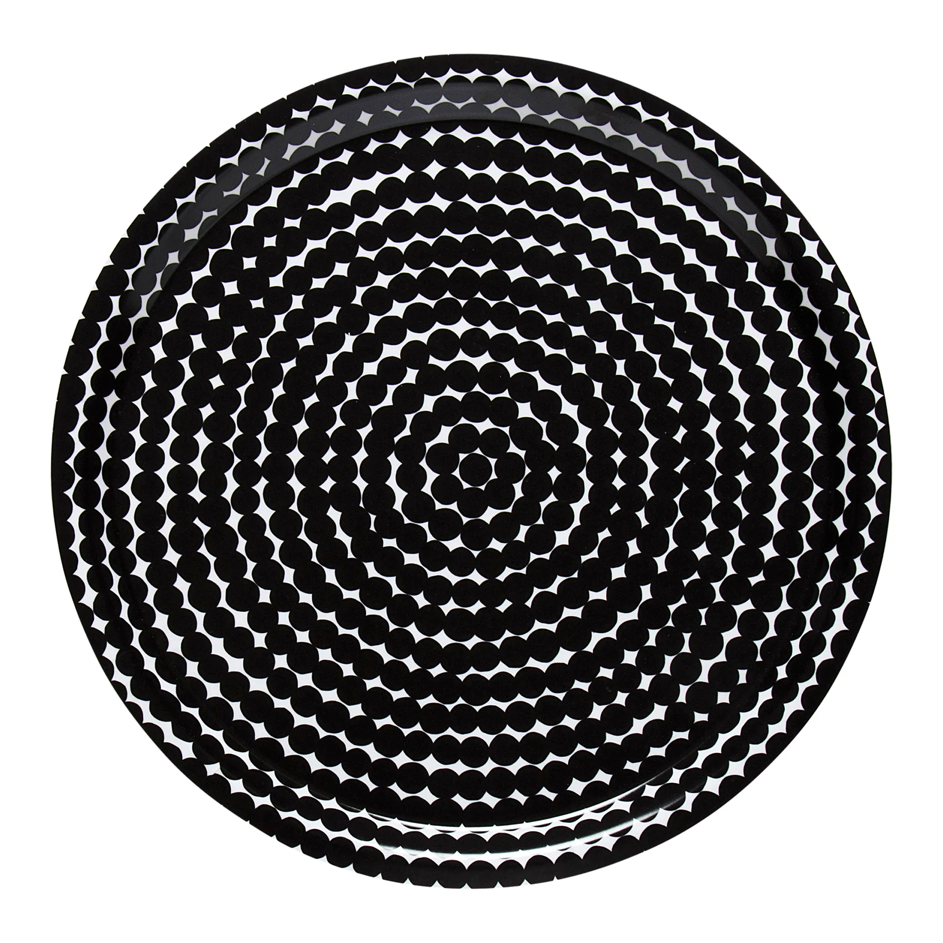 Räsymatto dienblad Ø31 cm, Zwart-wit Marimekko