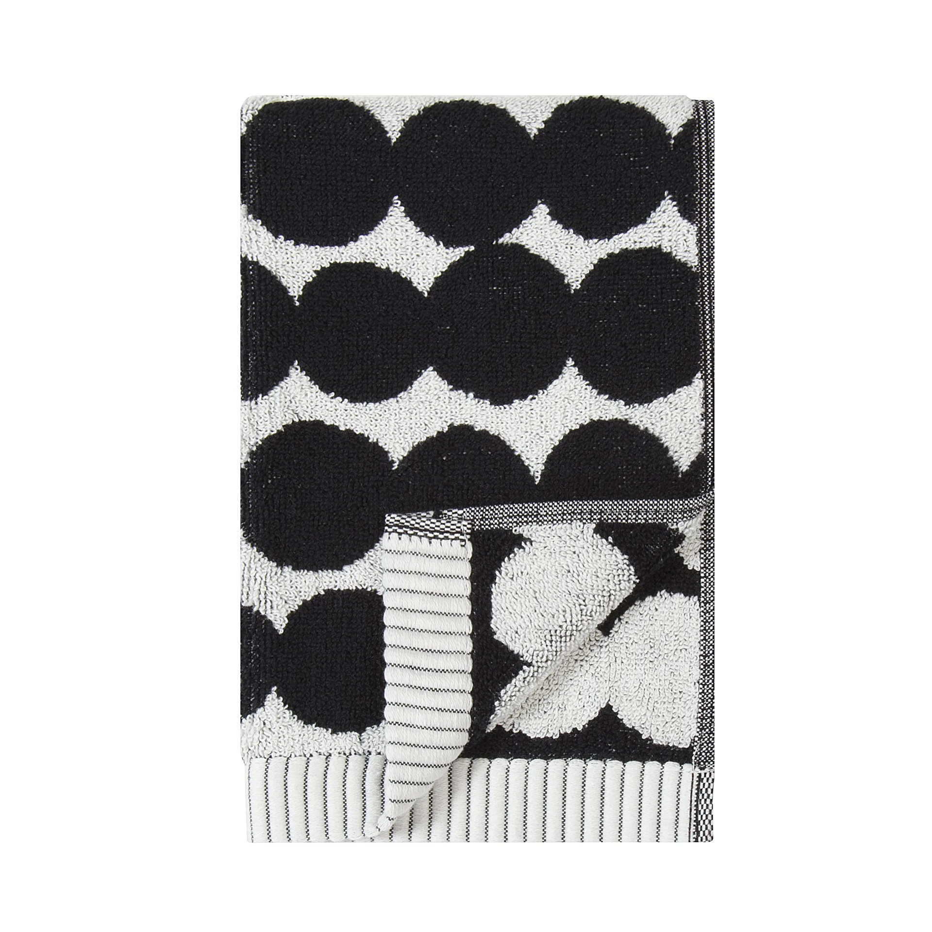 Räsymatto handdoek zwart, gastendoek 30 x 50 cm. Marimekko
