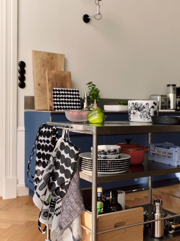 Räsymatto keukentextiel-set, Wit-zwart Marimekko