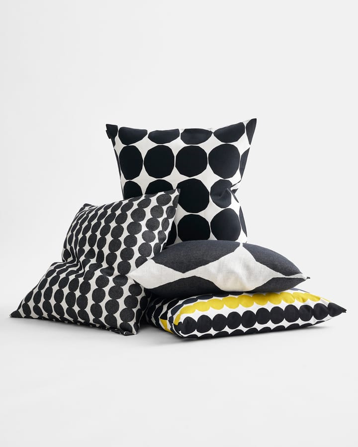 Räsymatto kussenhoes, zwart-grijs-geel Marimekko