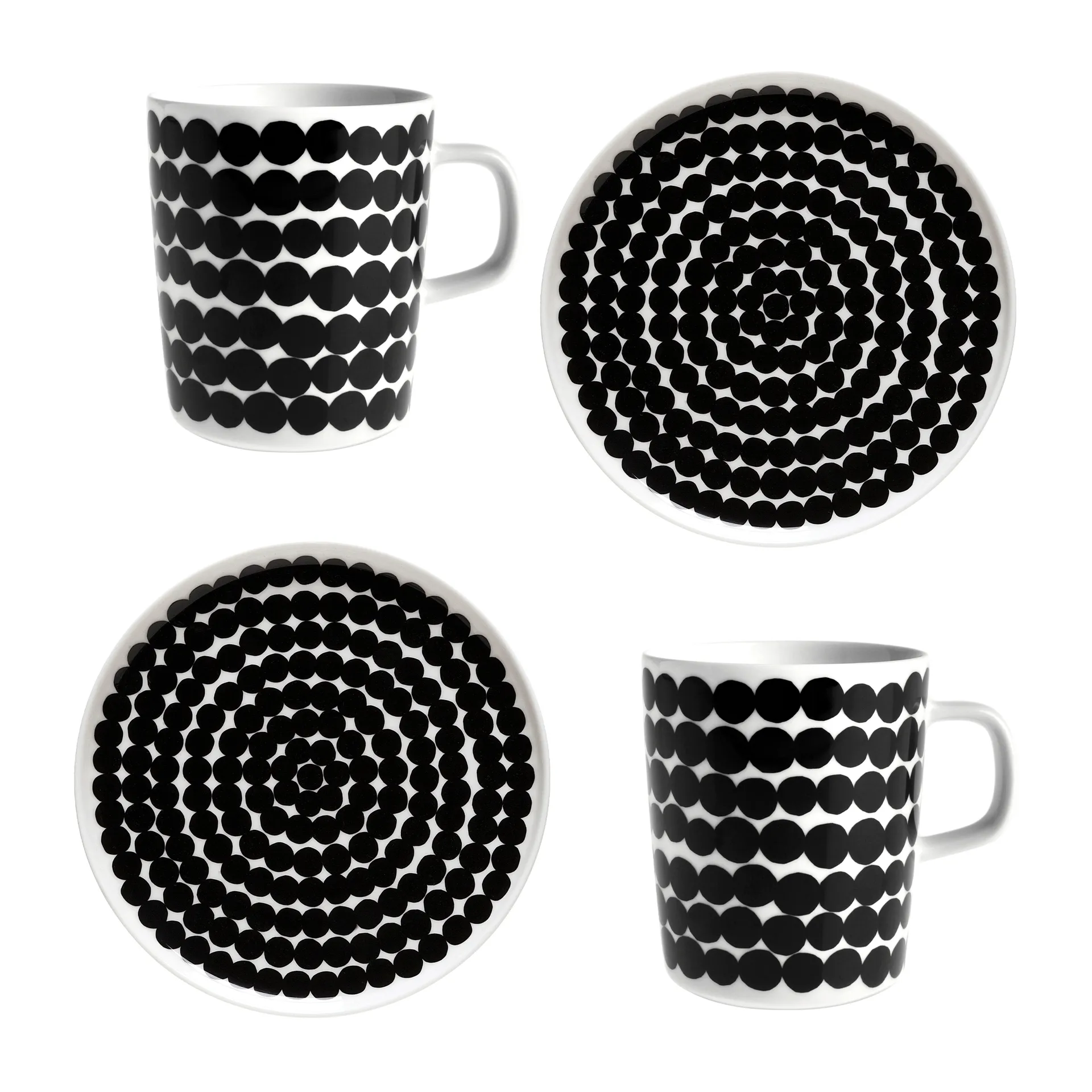 Räsymatto ontbijtset, Wit-zwart Marimekko