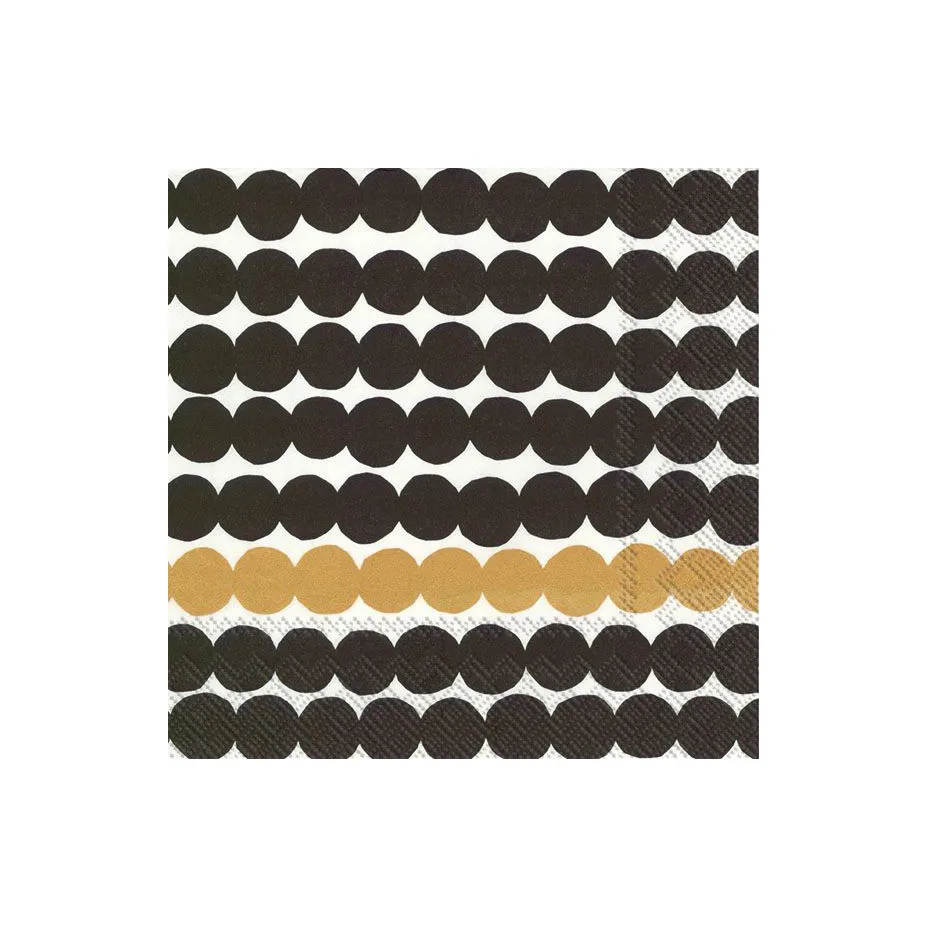 Räsymatto servet 33x33 cm 20-pack, Zwart-goud Marimekko