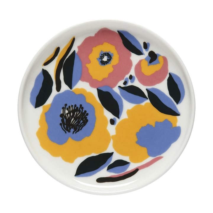 Rosarium bord 13,5 cm. - wit-rood-geel-blauw - Marimekko