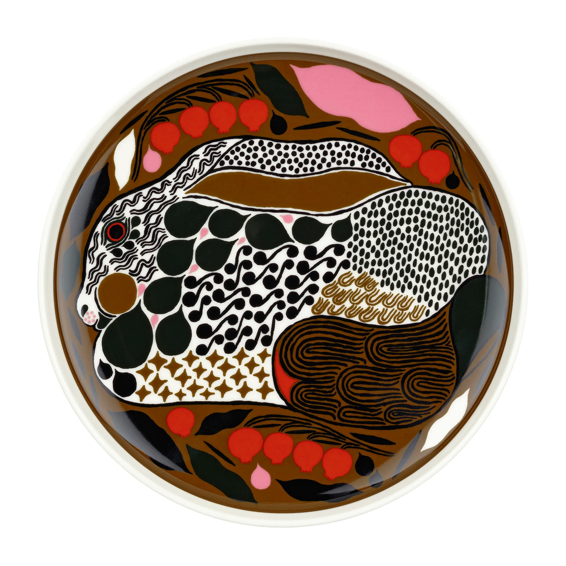 Rusakko bordje Ø20 cm, wit-bruin-groen-rood Marimekko