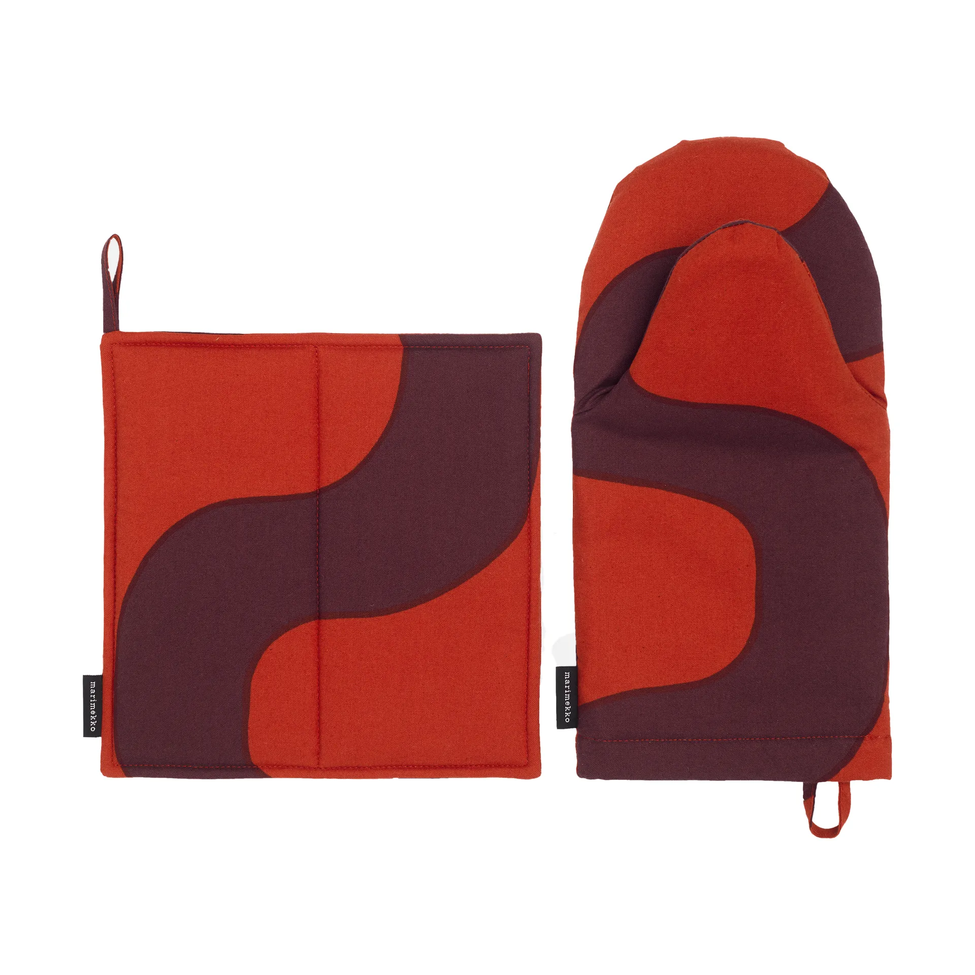Seireeni pannenlap en ovenwant set 2 delen, Red-burgundy Marimekko