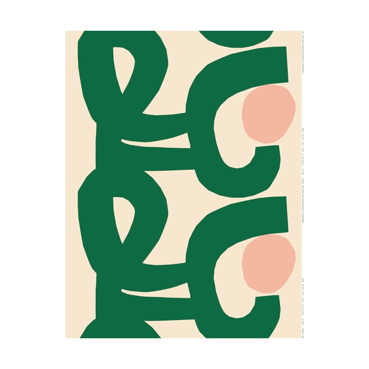 Seppel stoffen katoen, Off white-green-l. red Marimekko