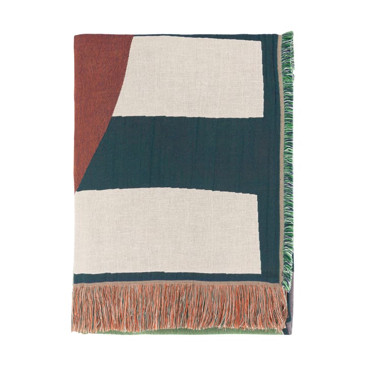 Siirto plaid jacquard 140x180 cm, Powder-d. blue-l. blue-coral Marimekko