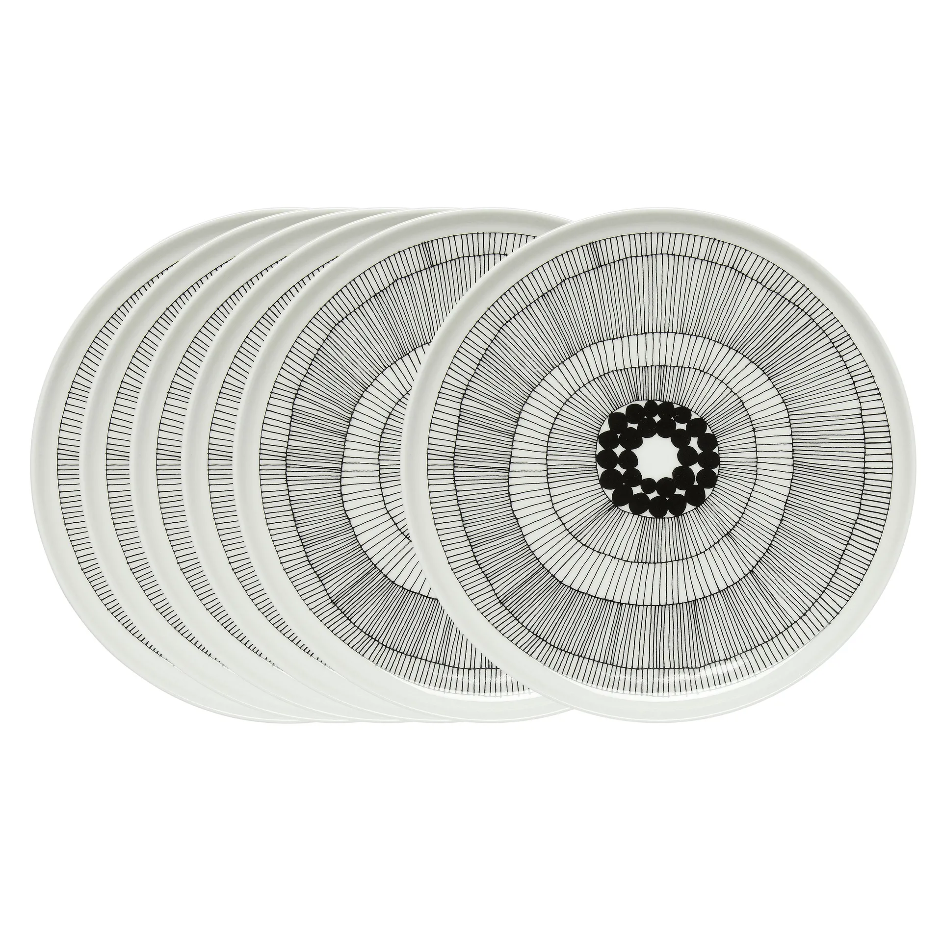 Siirtolapuutarha bord Ø 25 cm, 6-pack zwart-wit,  Marimekko