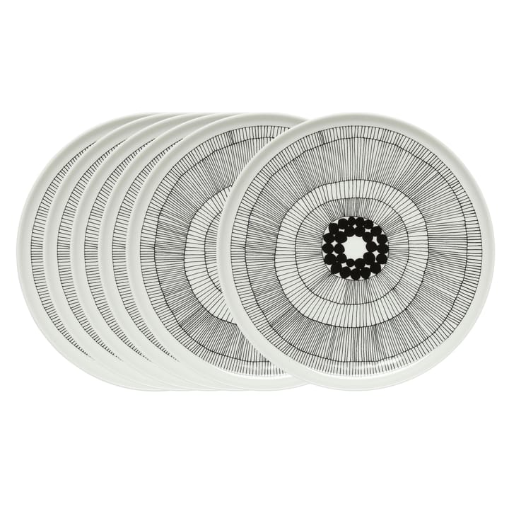 Siirtolapuutarha bord Ø 25 cm, 6-pack zwart-wit - undefined - Marimekko